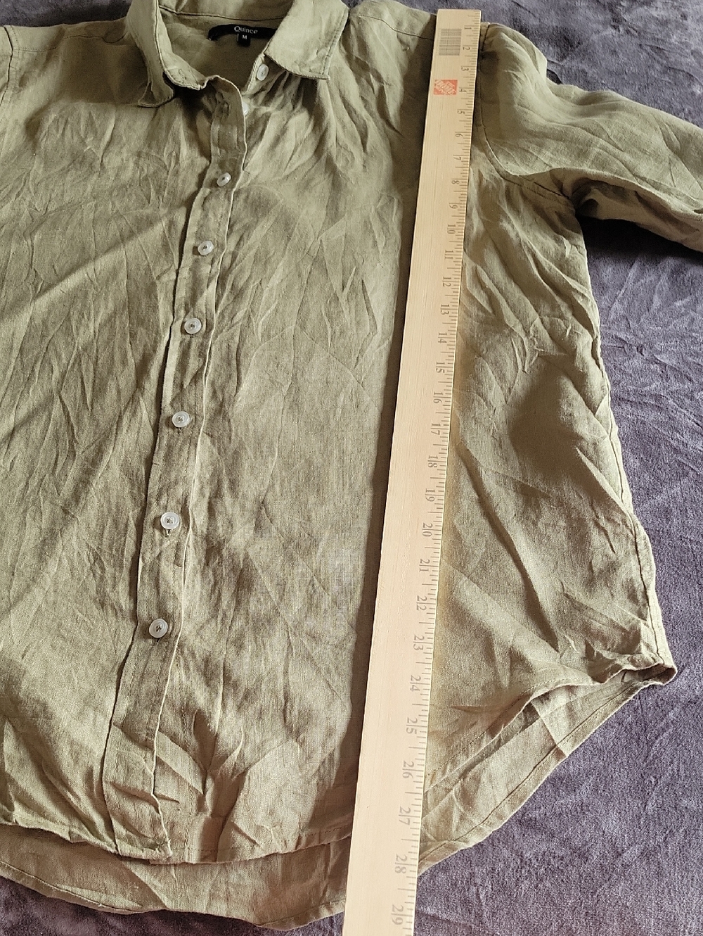 Quince Womens 100% European Linen Long Sleeve Shirt Olive Green Size Large - Picture 8 of 9